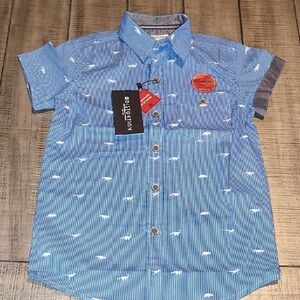 NWT Distortion Boys Blue Short Sleeve Button-Up Shirt
